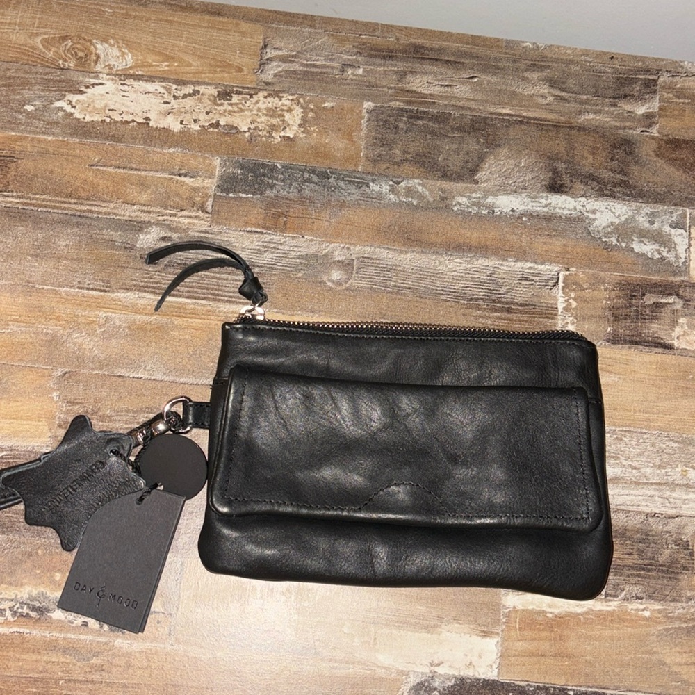 Genuine Black Leather Wristlet NWT